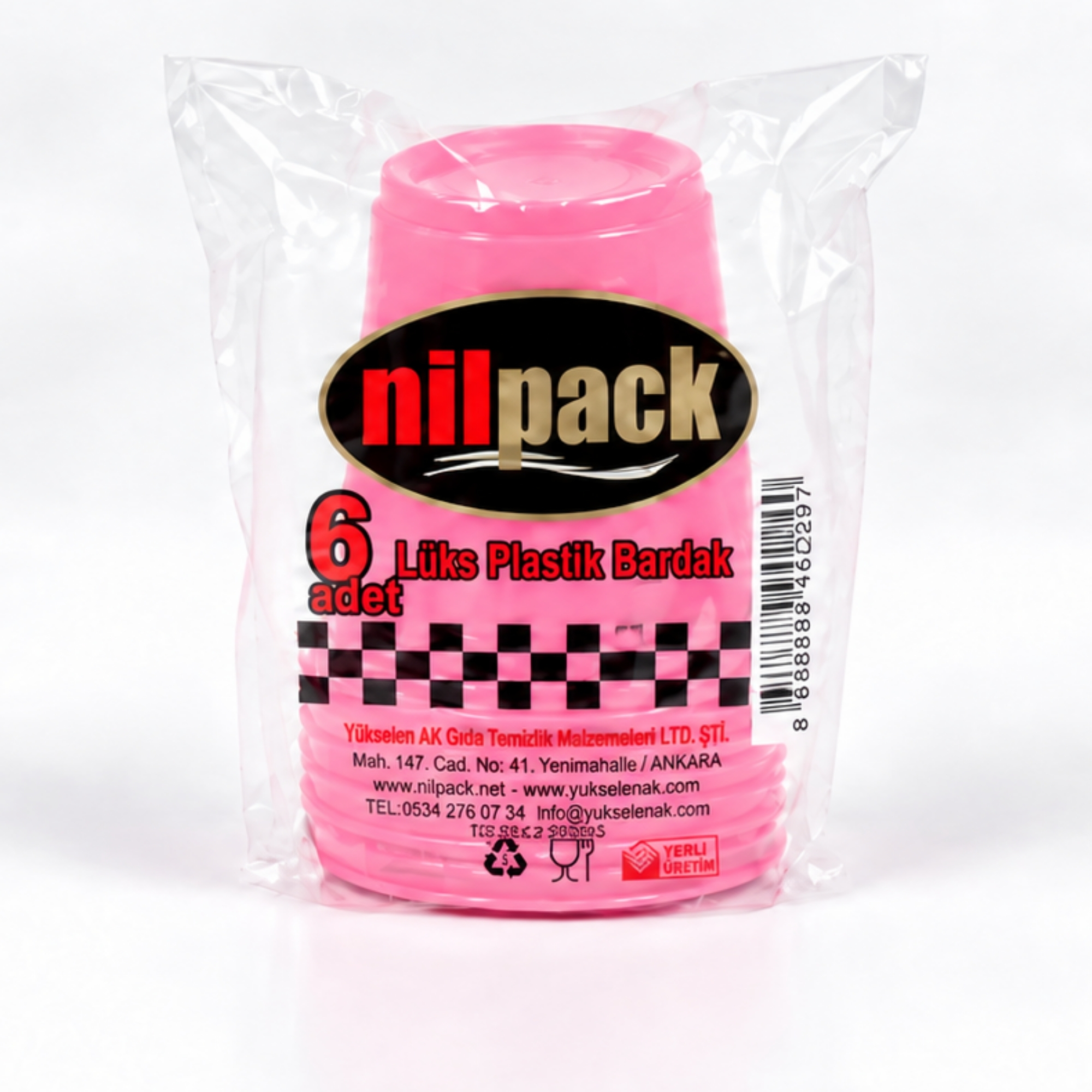 7 Lüx Plastik Bardak Pembe - Görsel 1