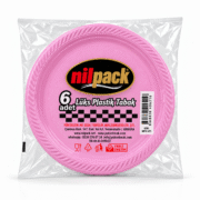 6'lı Lüks Plastik Tabak Pembe