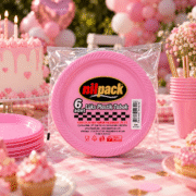 6'lı Lüks Plastik Tabak Pembe - Görsel 2