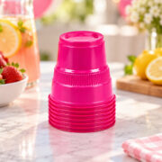 Lüx Plastik Bardak Koyu Pembe - Görsel 3